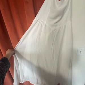 Halter Midi Dress- White-XL